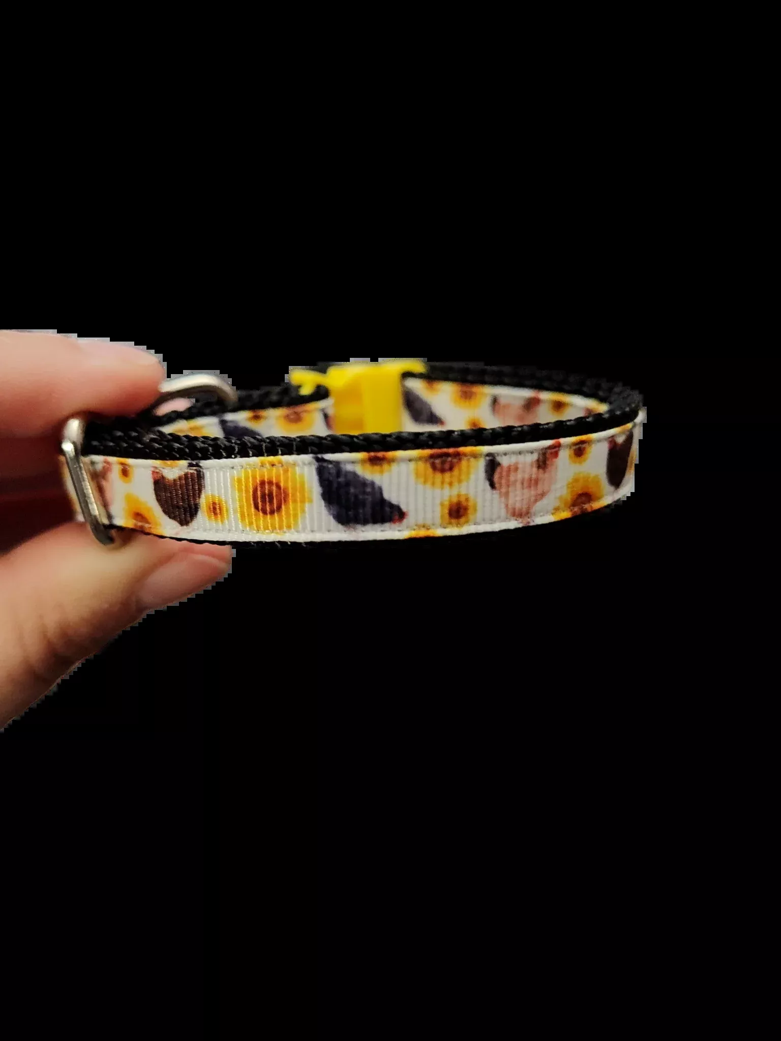 1/2" Chickens And Sunflowers Nylon Dog / Cat Collar