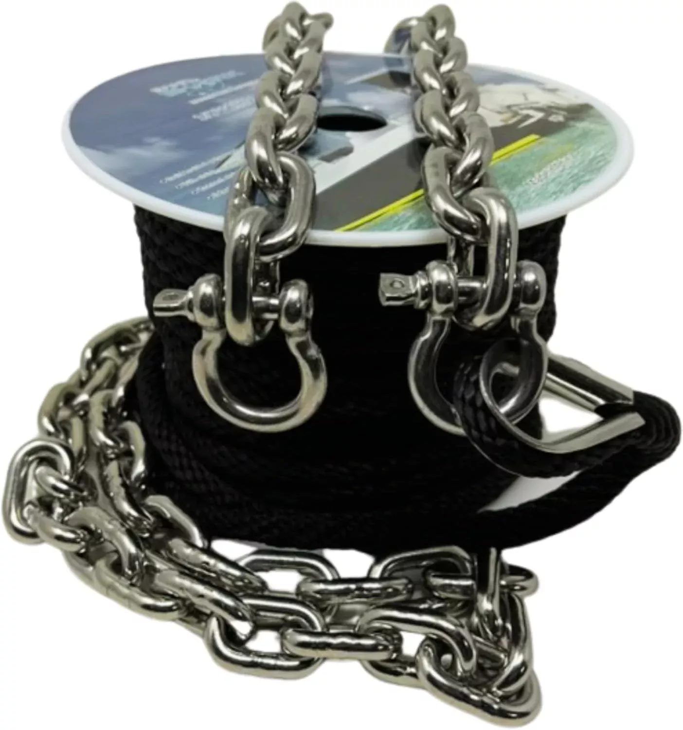 100ft x 3/8 Anchor Line, 5ft (316SS) Chain