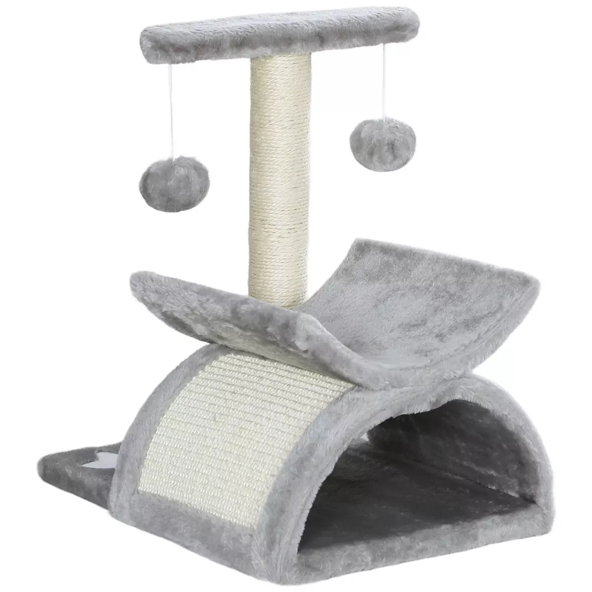 17″ Small Cat Tree, Scratching Post, Rotatable Top Pole, Platform, 2 Dangling Balls, Light Grey – Light Grey