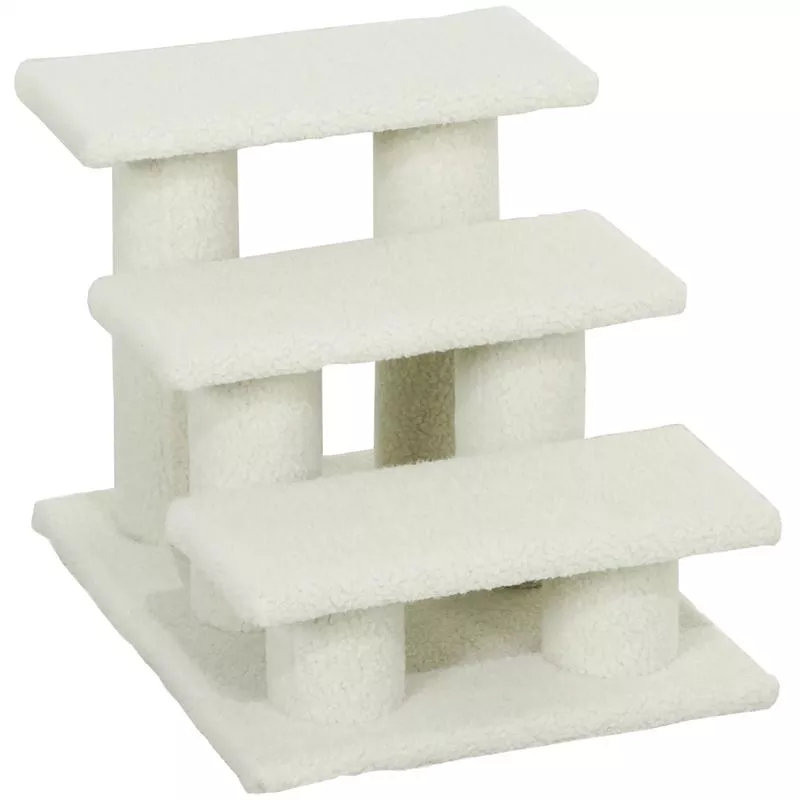 18″ 3 Tier Pet Stairs, Dog Cat Step, Scratch Post, Beige