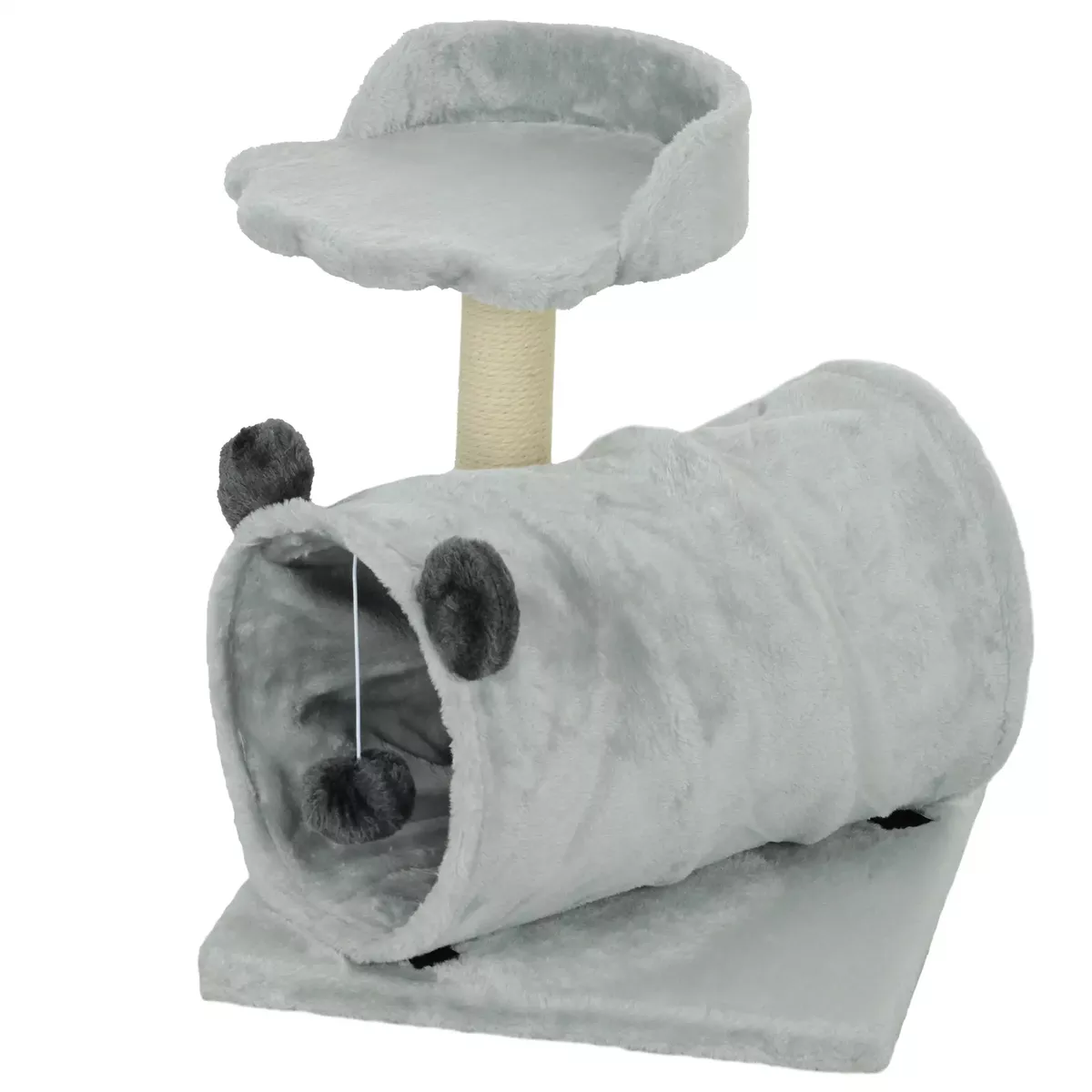 18.5″ Small Cat Tree, Compact Cat Tower, Scratching Post, Plush Bed, Grey – Grey