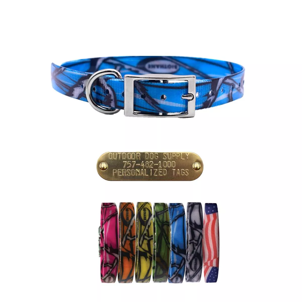 3/4″ Pattern Premium Glow Tuff D Ring Dog Collar