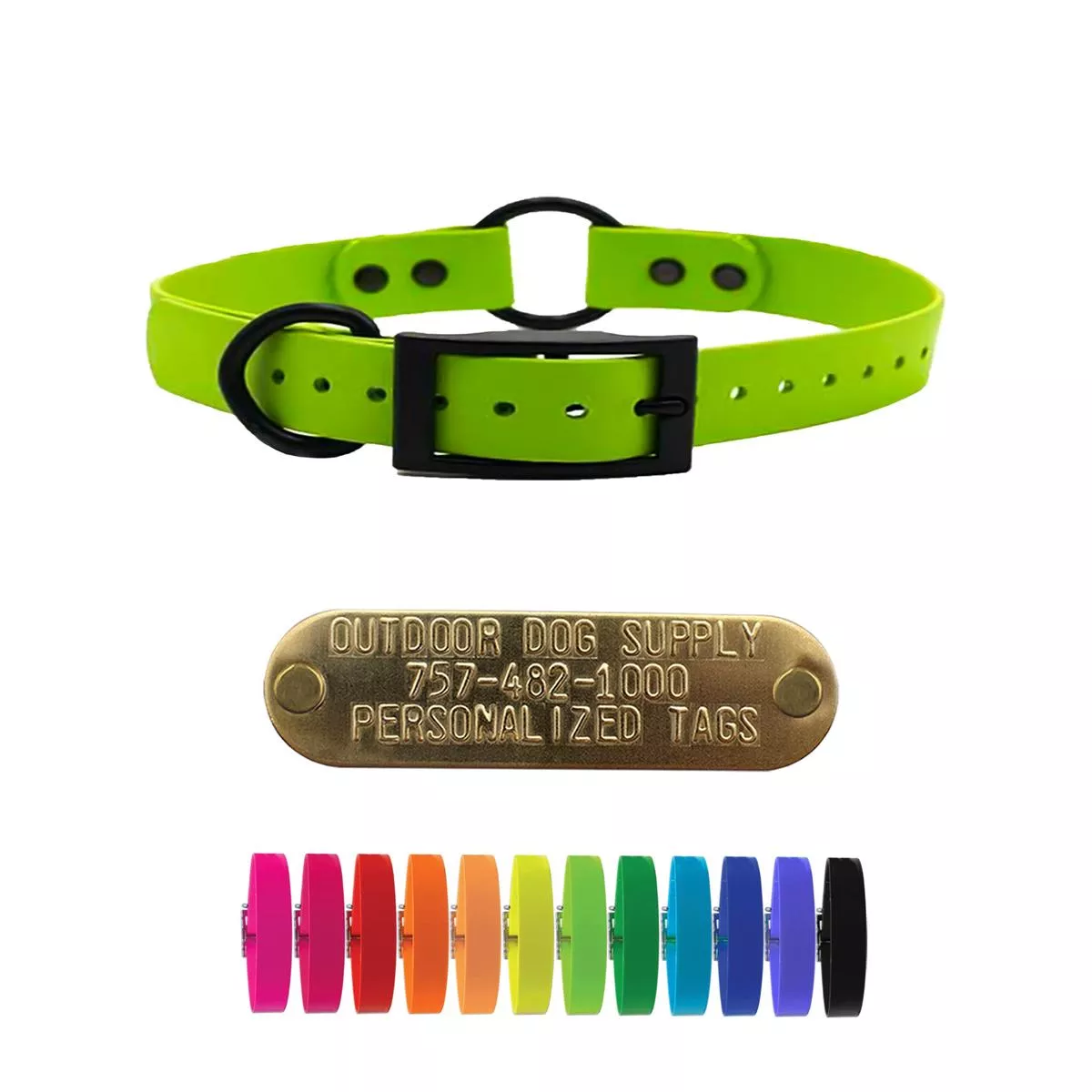 3/4″ SoftFlex Beta Center Ring Dog Collar with Brass Name Plate