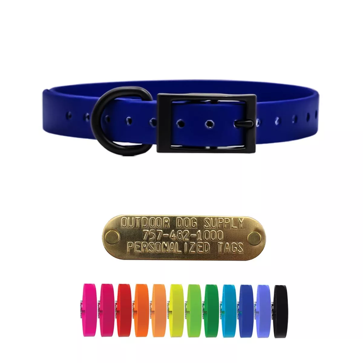3/4″ SoftFlex Beta D Ring Dog Collar with Brass Name Plate