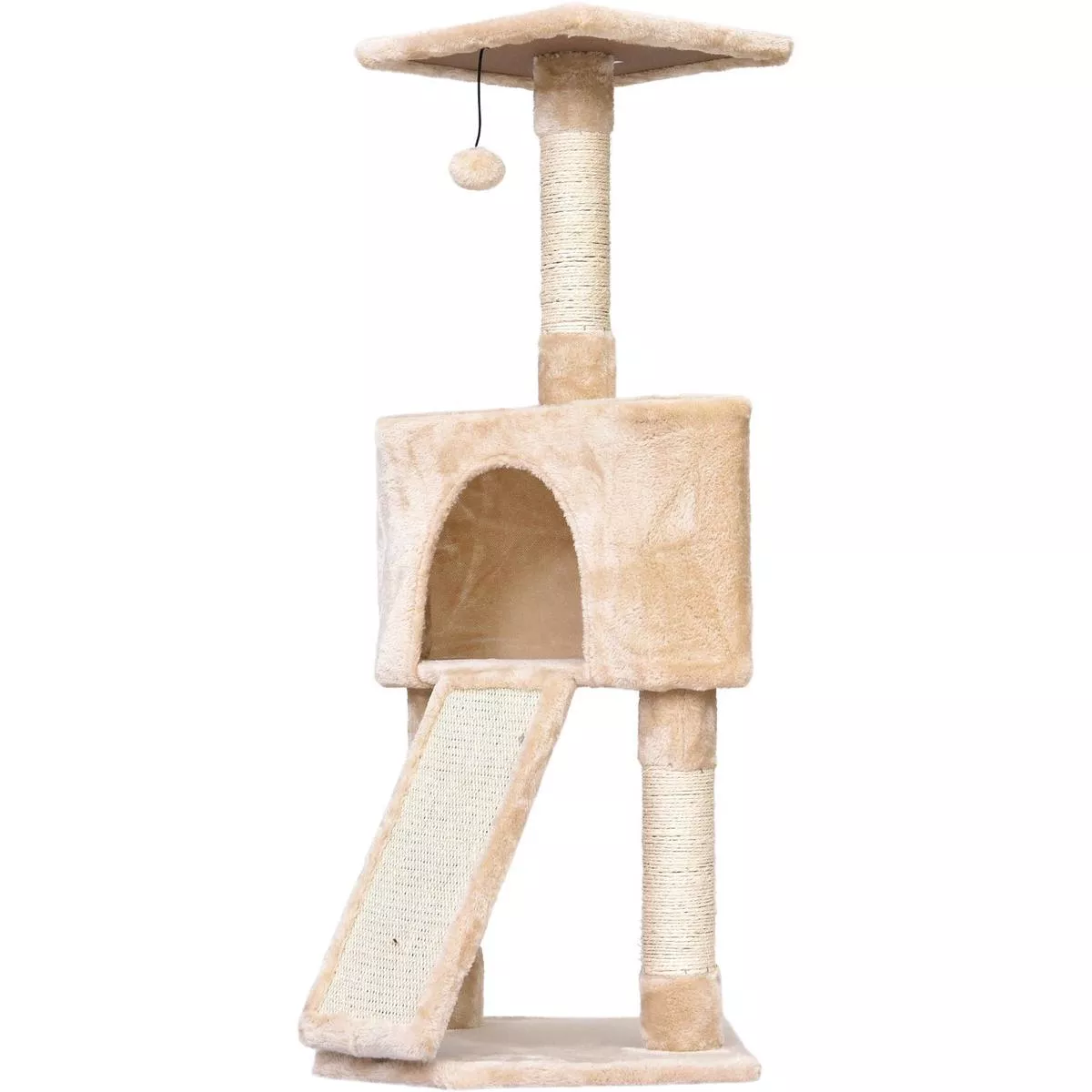 3-Tier Sisal Rope Cat Scratching Post w/ Dangle Toy