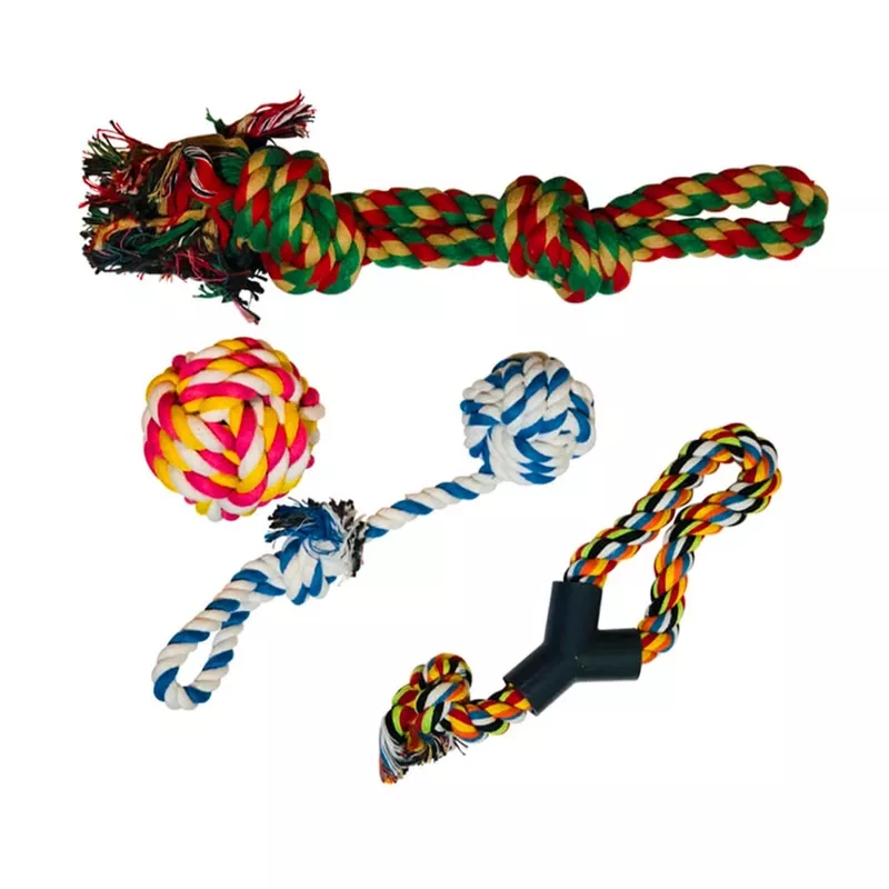 4 Pack Ruff Rope Toy Set for Medium/Large Dogs