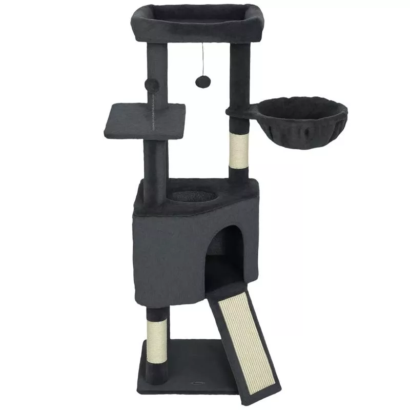 47 Inch Cat Tree, Condo, Bed, Scratching Posts, Hammock, Dark Grey