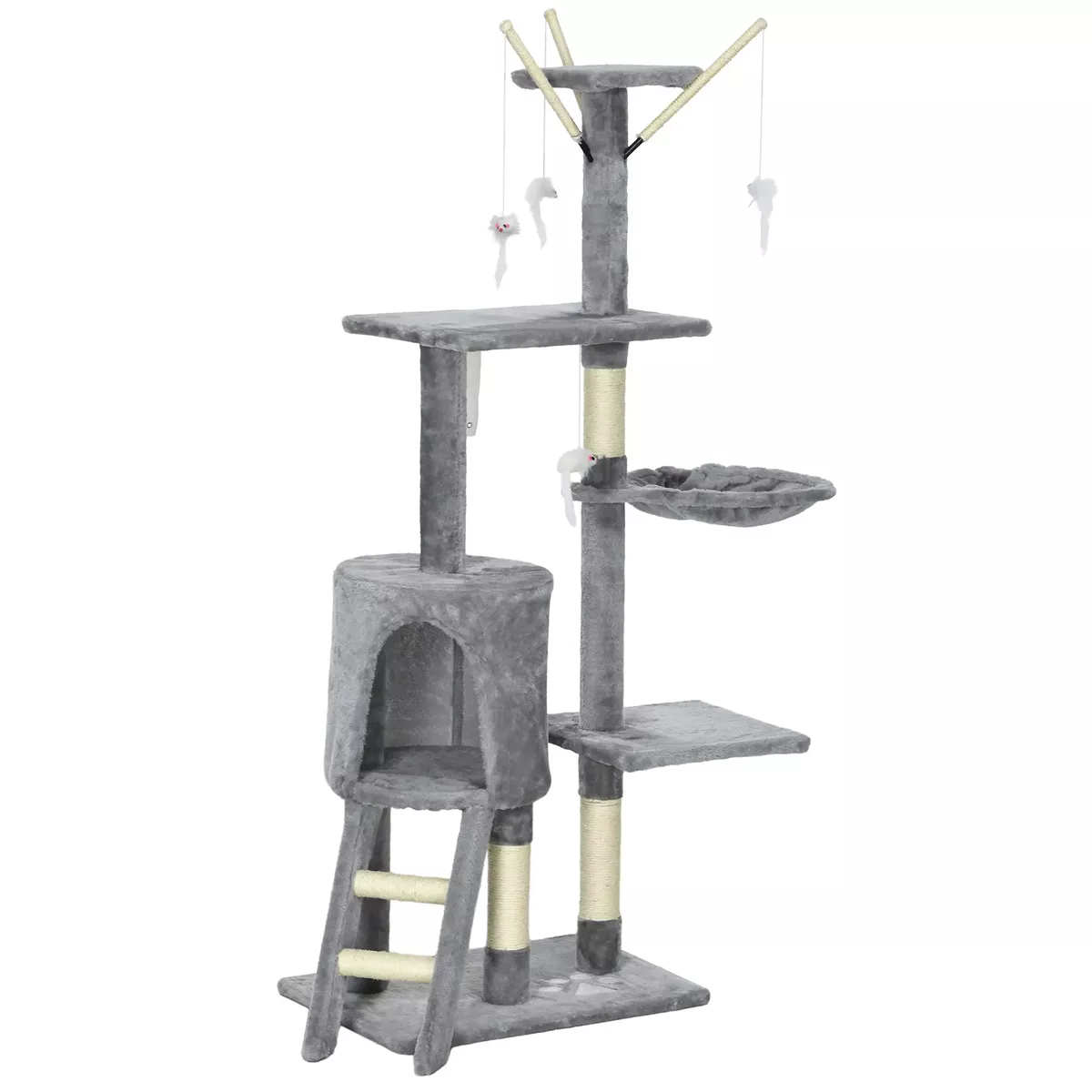 53 Cat Tree Tower, Kitten Activity Centre, Scratching Posts, Grey – Grey
