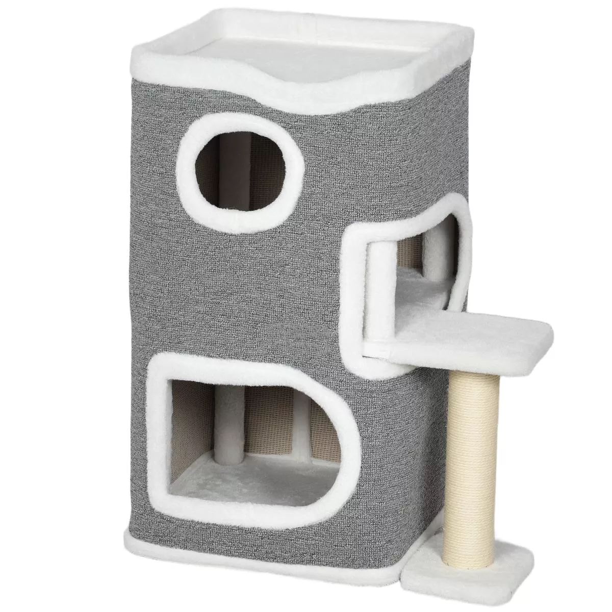 75 cm Cat Tree Tower With Scratching Post And Platforms For Indoor Cats, Grey