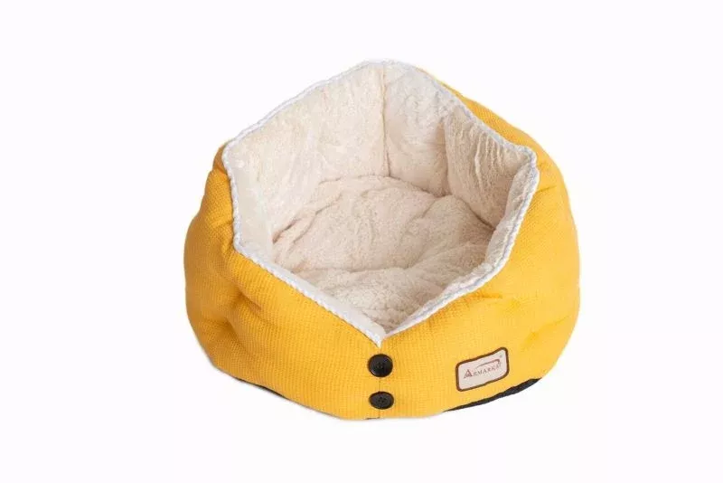 Armarkat Gold Waffle and White Cat Bed