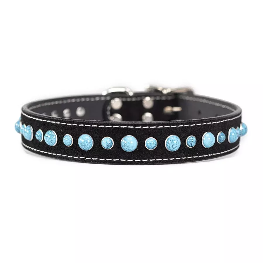 Auburn Cabachon Collar Turquoise Black Suede