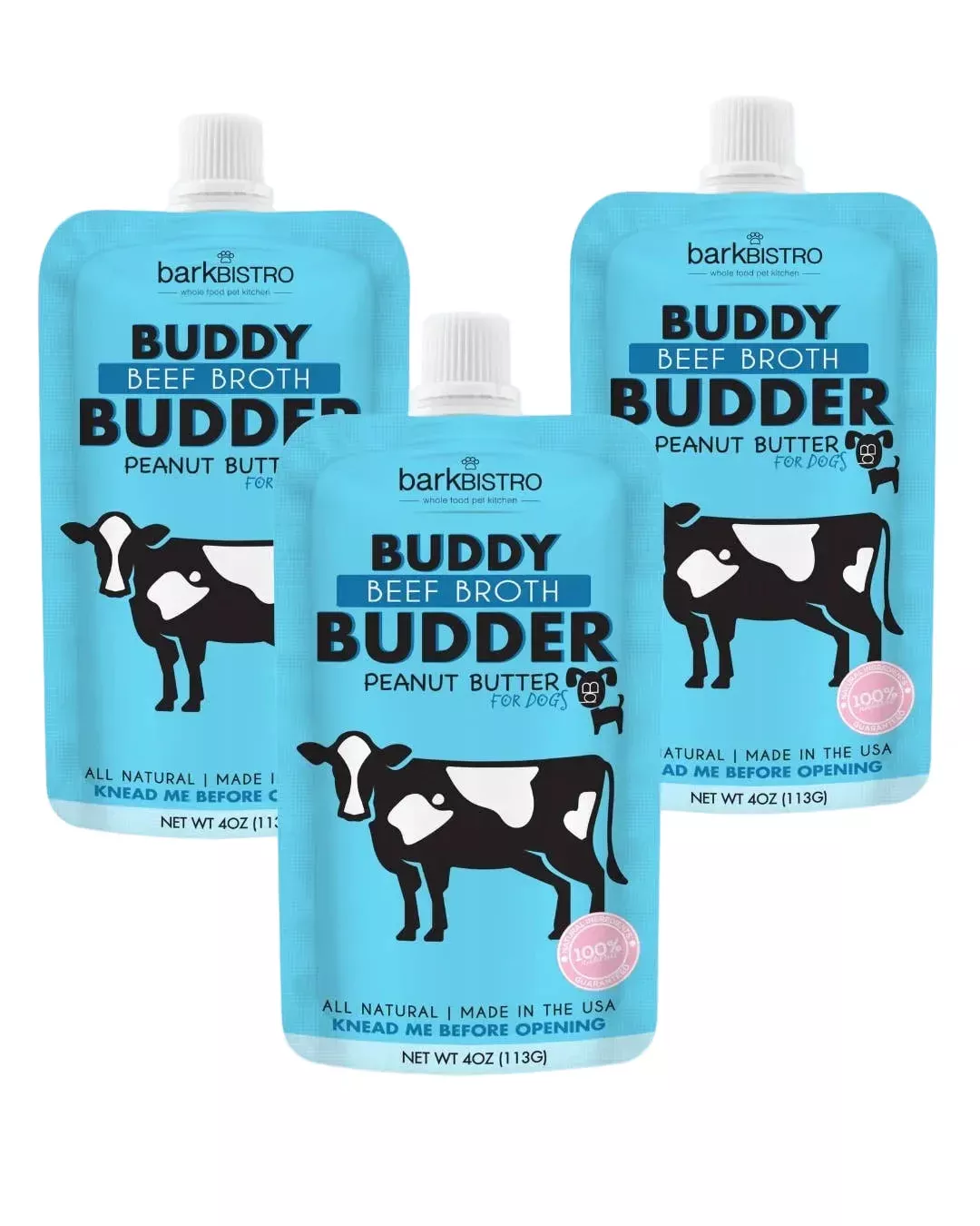 Bark Bistro Dog Peanut Butter 4oz Squeeze Pack Beef Broth Budder
