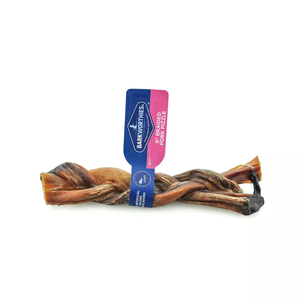 Barkworthies Braided Pork Pizzle 6”