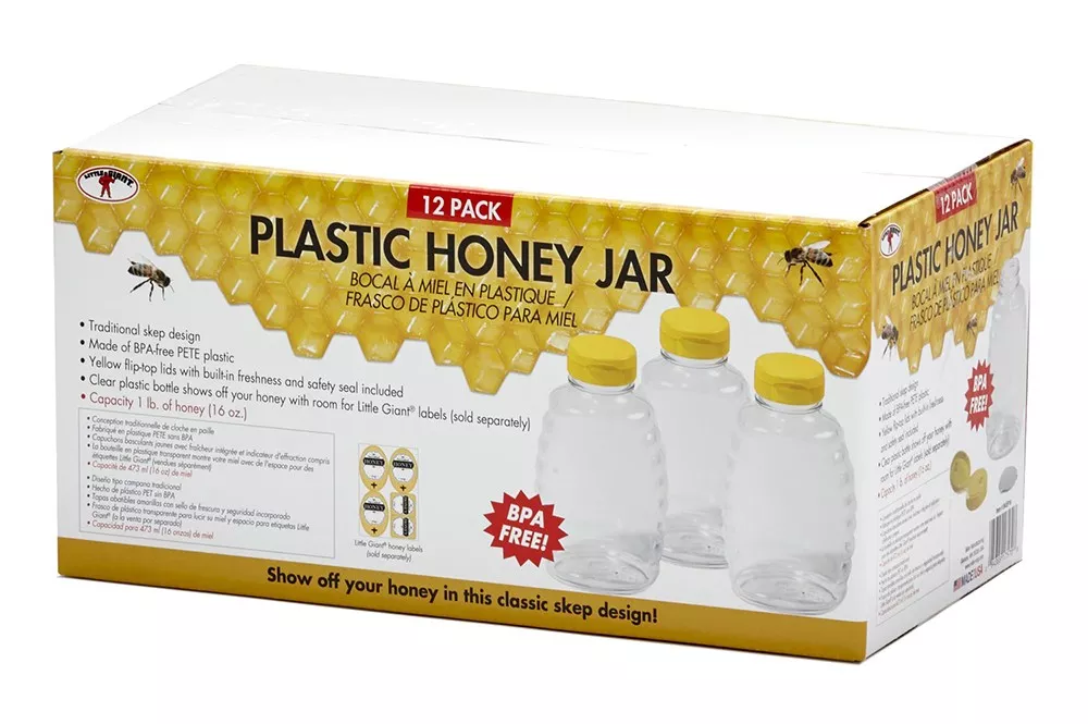 Beekeeping 16 oz. Plastic Honey Jars 12 Pack