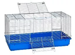 Blue Plastic Bottom Rabbit Cage–Large