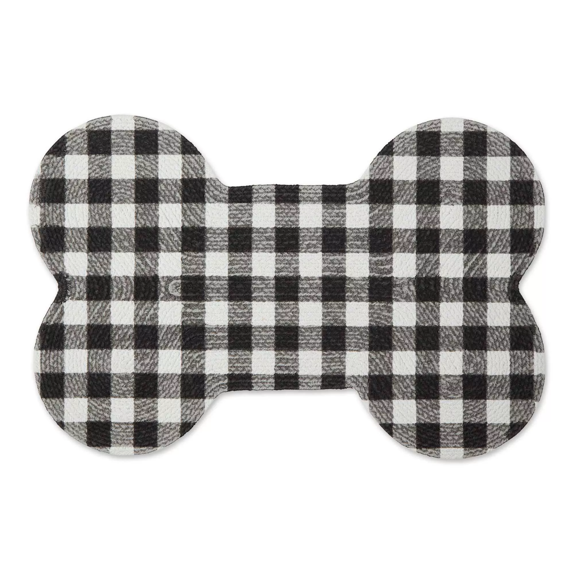 Bone Dry Bone Shaped Pet Mat in Black & White Buffalo Check