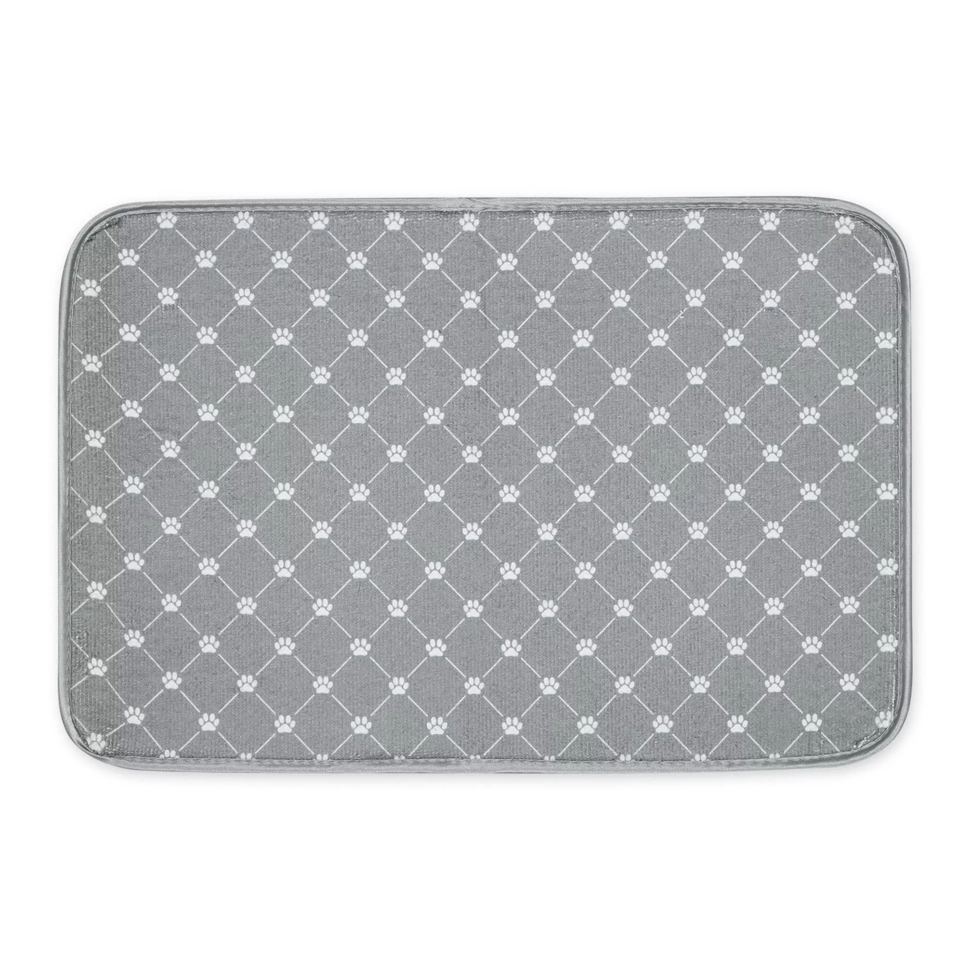 Bone Dry Gray Printed Trellis Paw Pet Mat