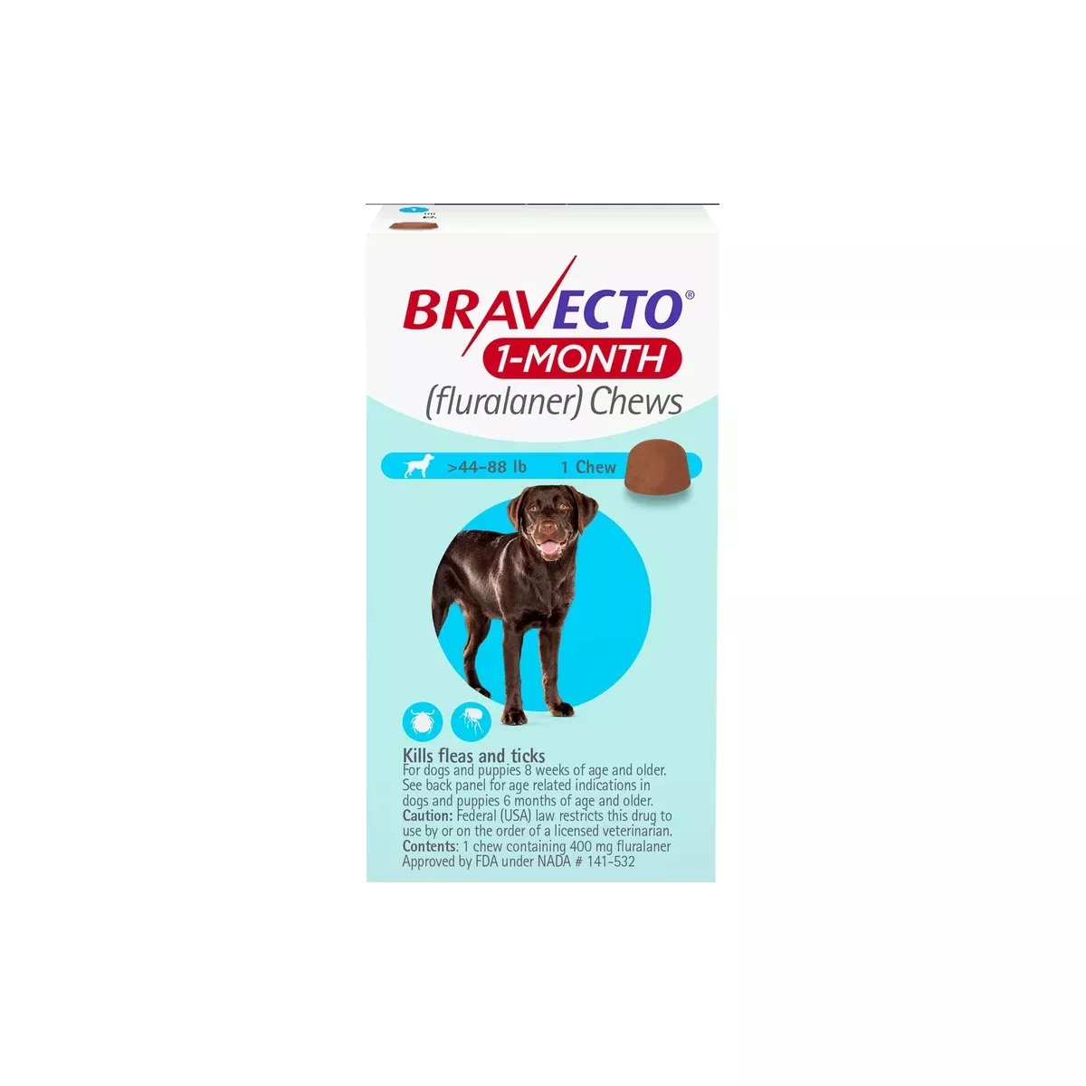 Bravecto 1 Month Large Dog 44 - 88lbs Blue 1 Pack