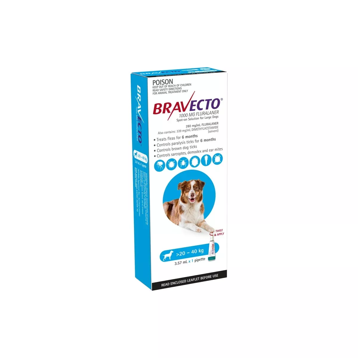 Bravecto Spot On Dog Large 44–88lbs Blue