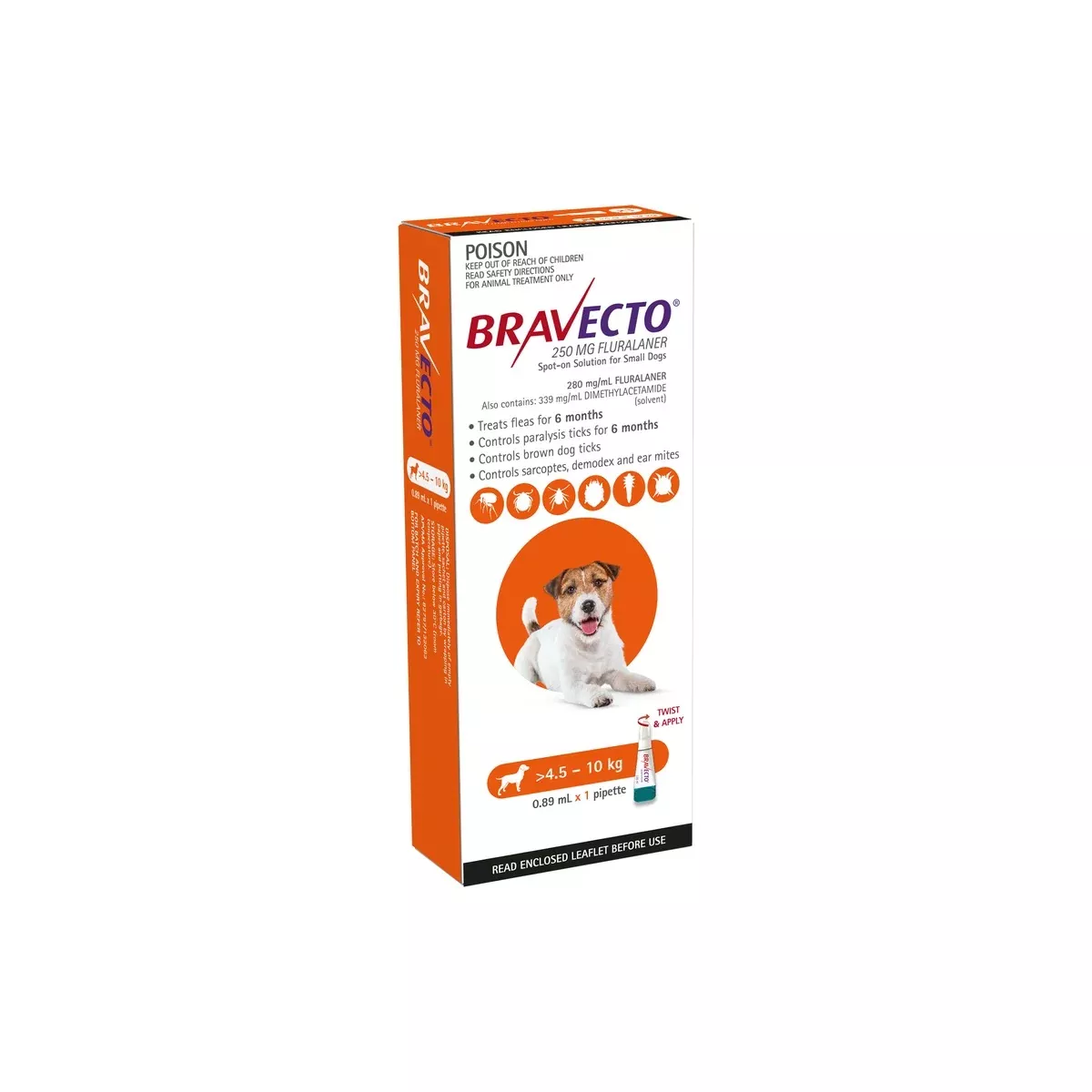 Bravecto Spot On Dog Small 9.9–22lbs Orange