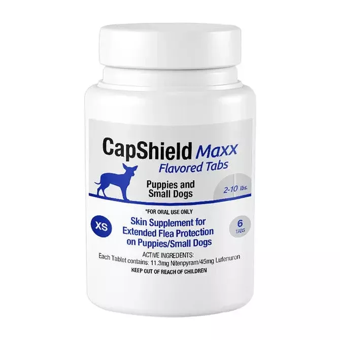 CapShield Maxx Flavored Flea Tabs for Dogs XS 2-10lbs, 6-Count