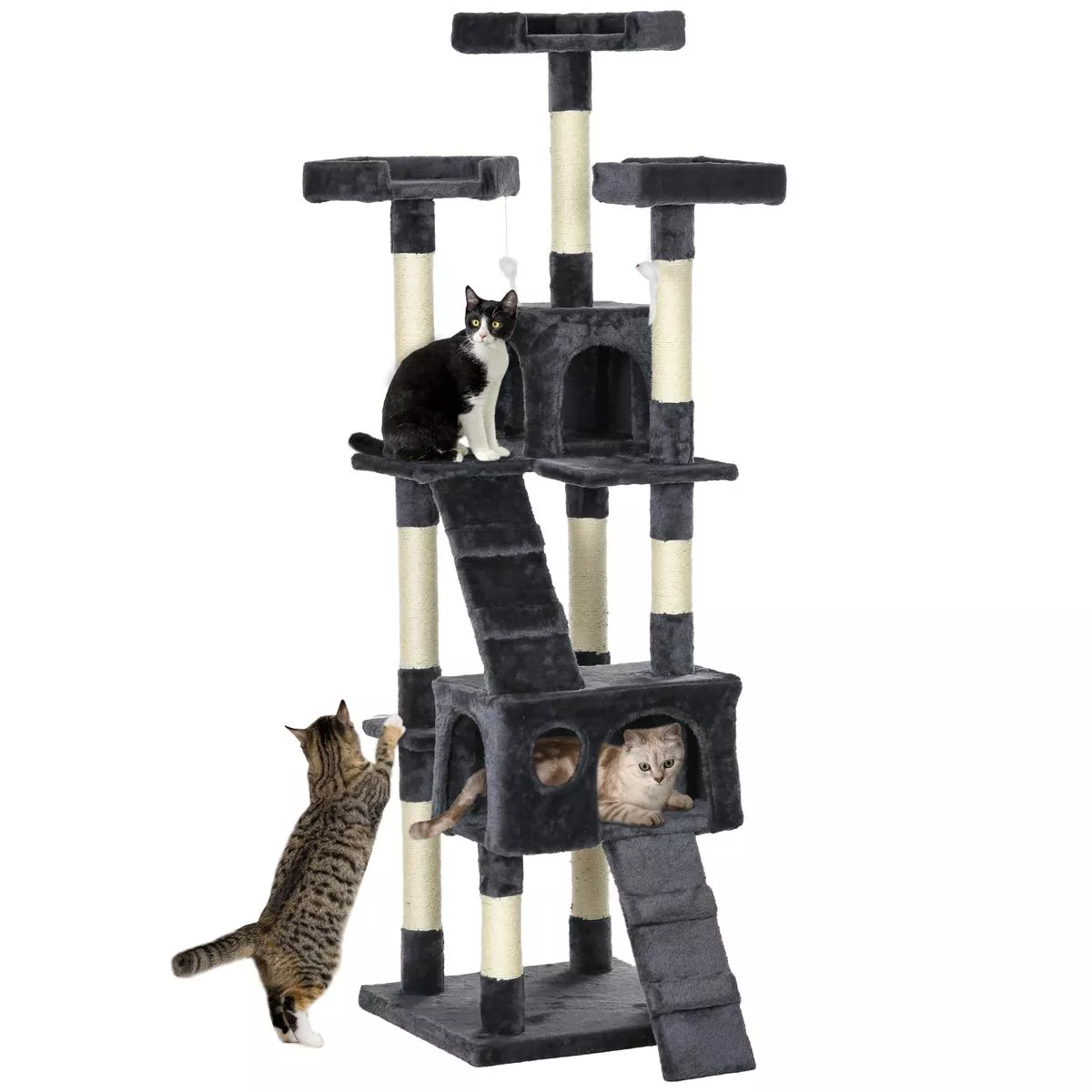 Cat Tree Scratching House with Activity Play Centre by PawHut