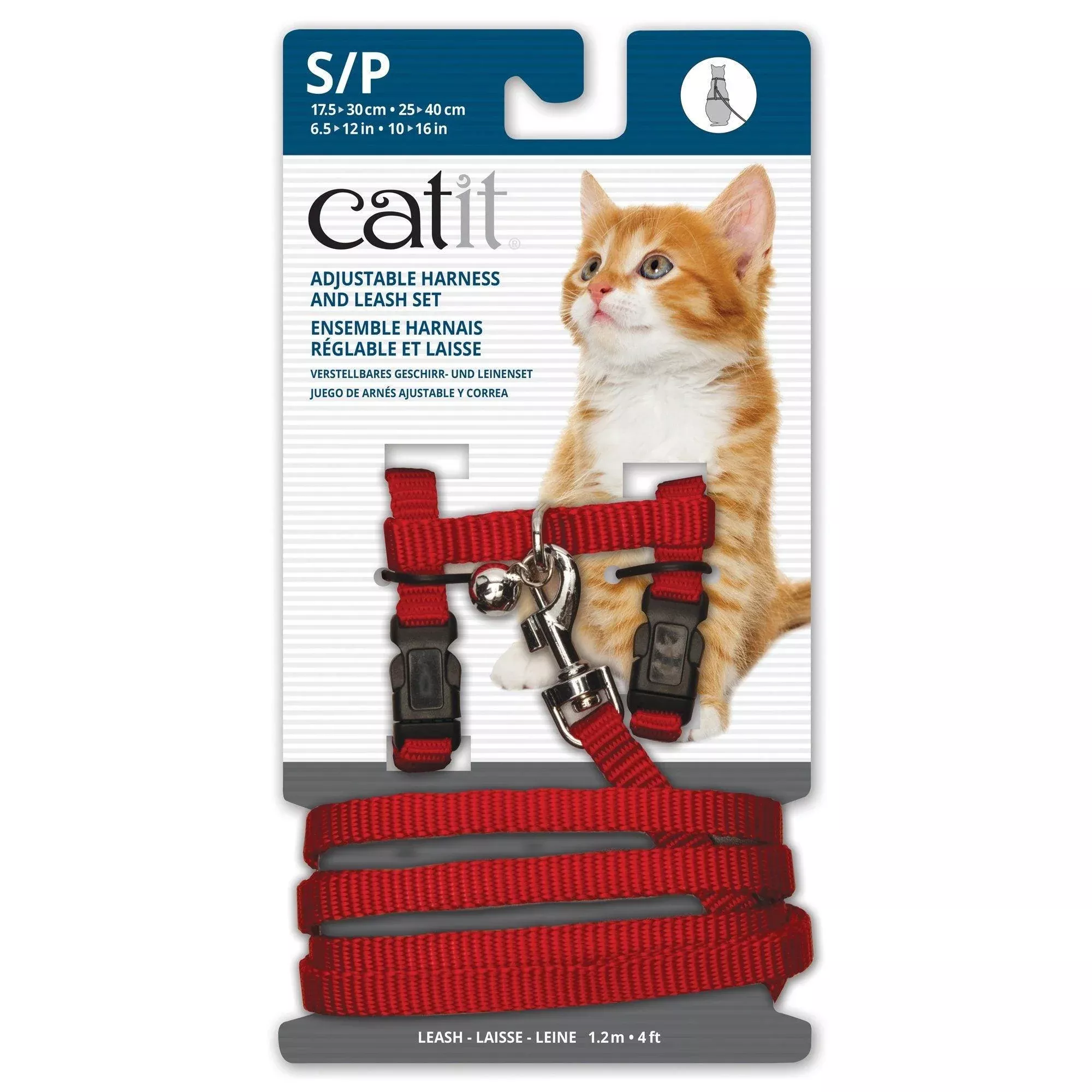 Catit Adjustable Nylon Harness & Leash Set Red