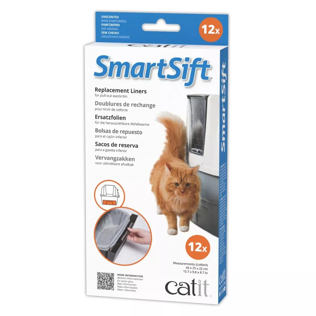 Catit SmartSift Replacement Liners for Pull-Out Waste Bin - 12 Pack