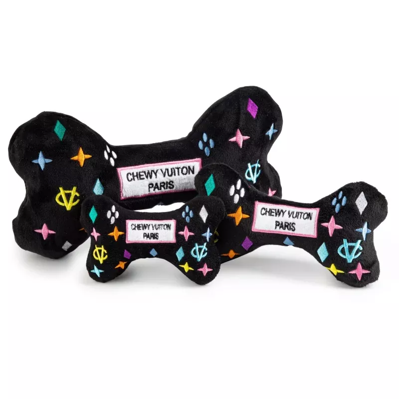 Chewy Vuiton Black Monogram Bone Toy