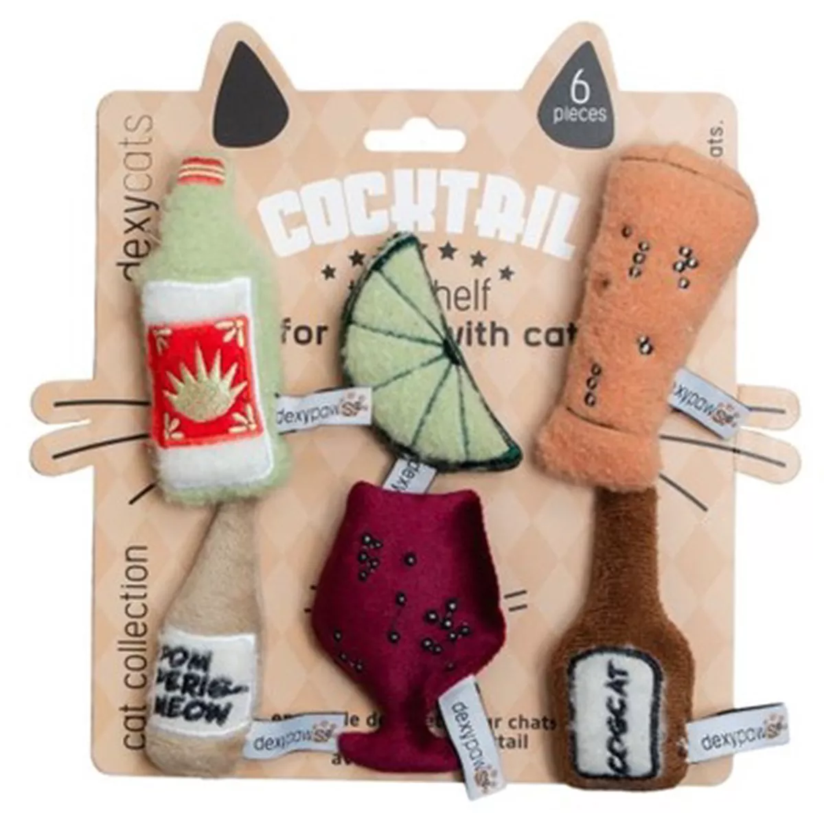 Dexypaws Cocktail Plush Cat Toys
