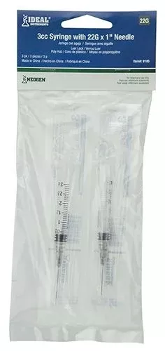 Disp 3cc Luer Lock Syringe with Needle 3Pk