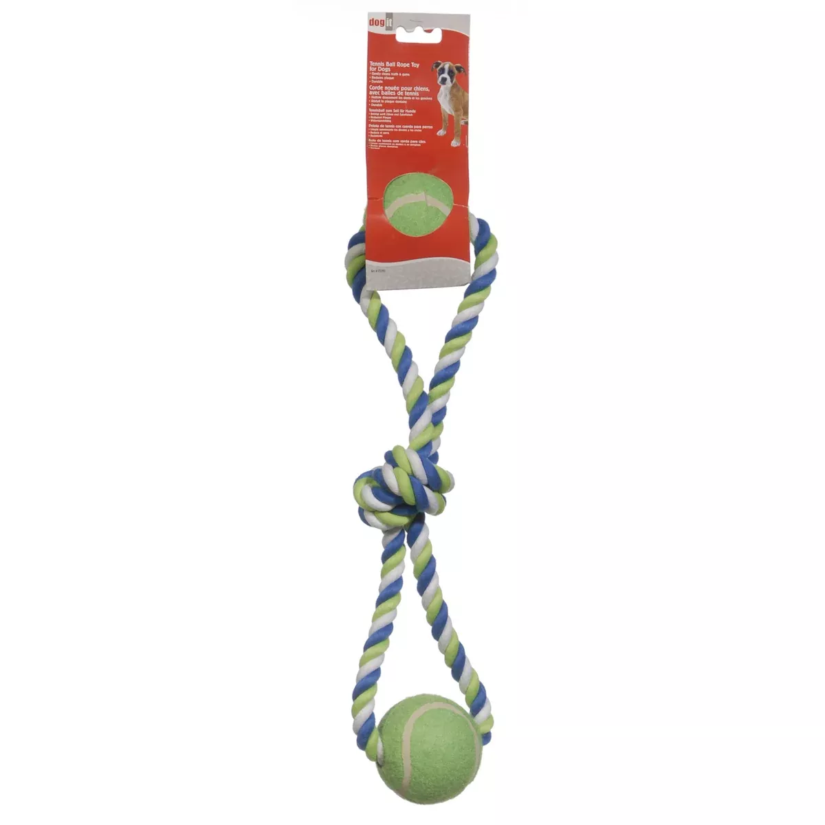 Dogit Striped Cotton Loop Tug with 2 Tennis Balls