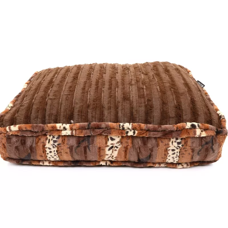 Exotic Fur Brown/Gold with Brown Mink Rectangle Bed