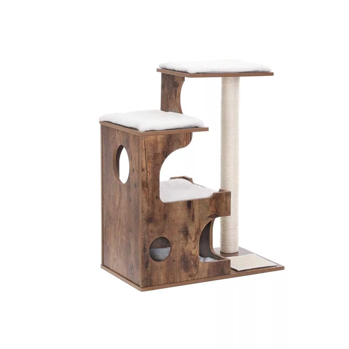 Feandrea Wooden Cat Tree, Walnut