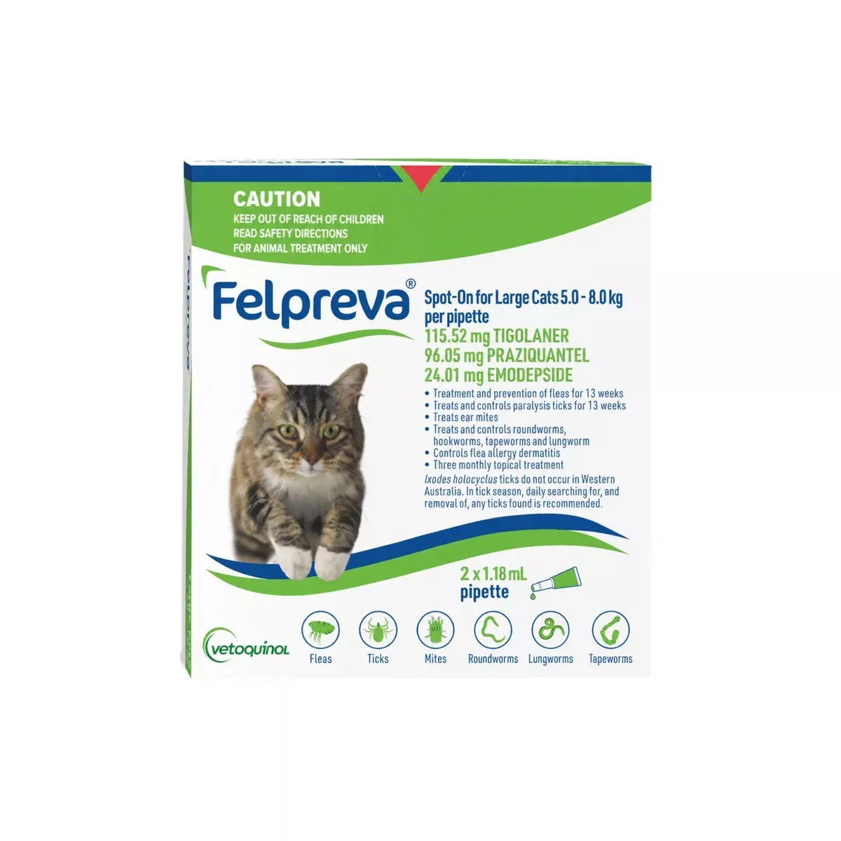 Felpreva Spot-On for Cats (Large 11–17 lbs)Green