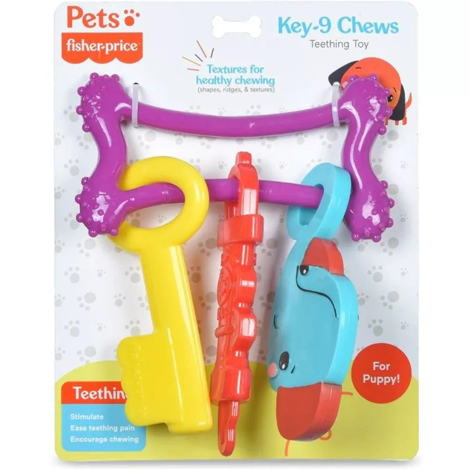 FISHER PRICE Key-9 Teething Ring Dog Toy, Multicolor