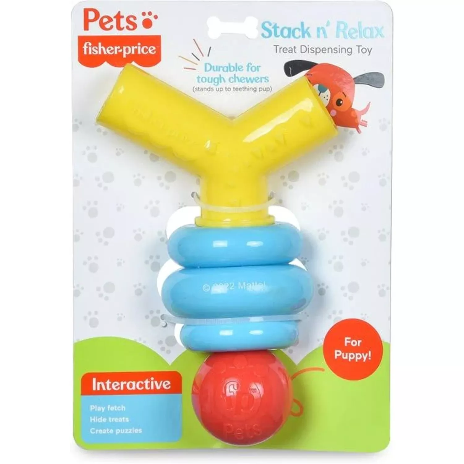 FISHER PRICE Stack N’ Relax Resilient Chewer Dog Toy, Multicolor