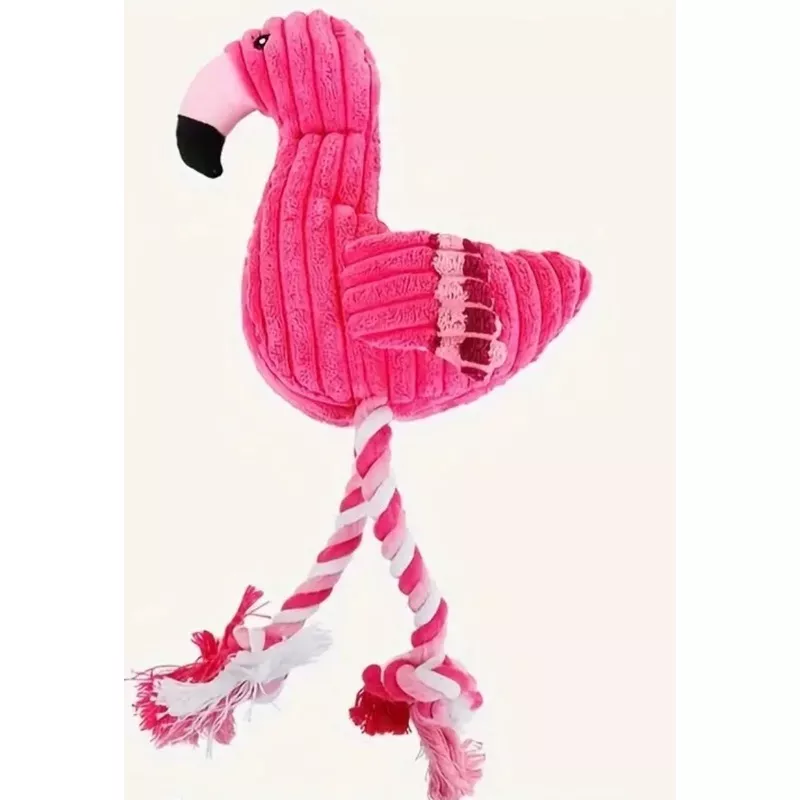 Flamingo Rope Squeak Dog Toy