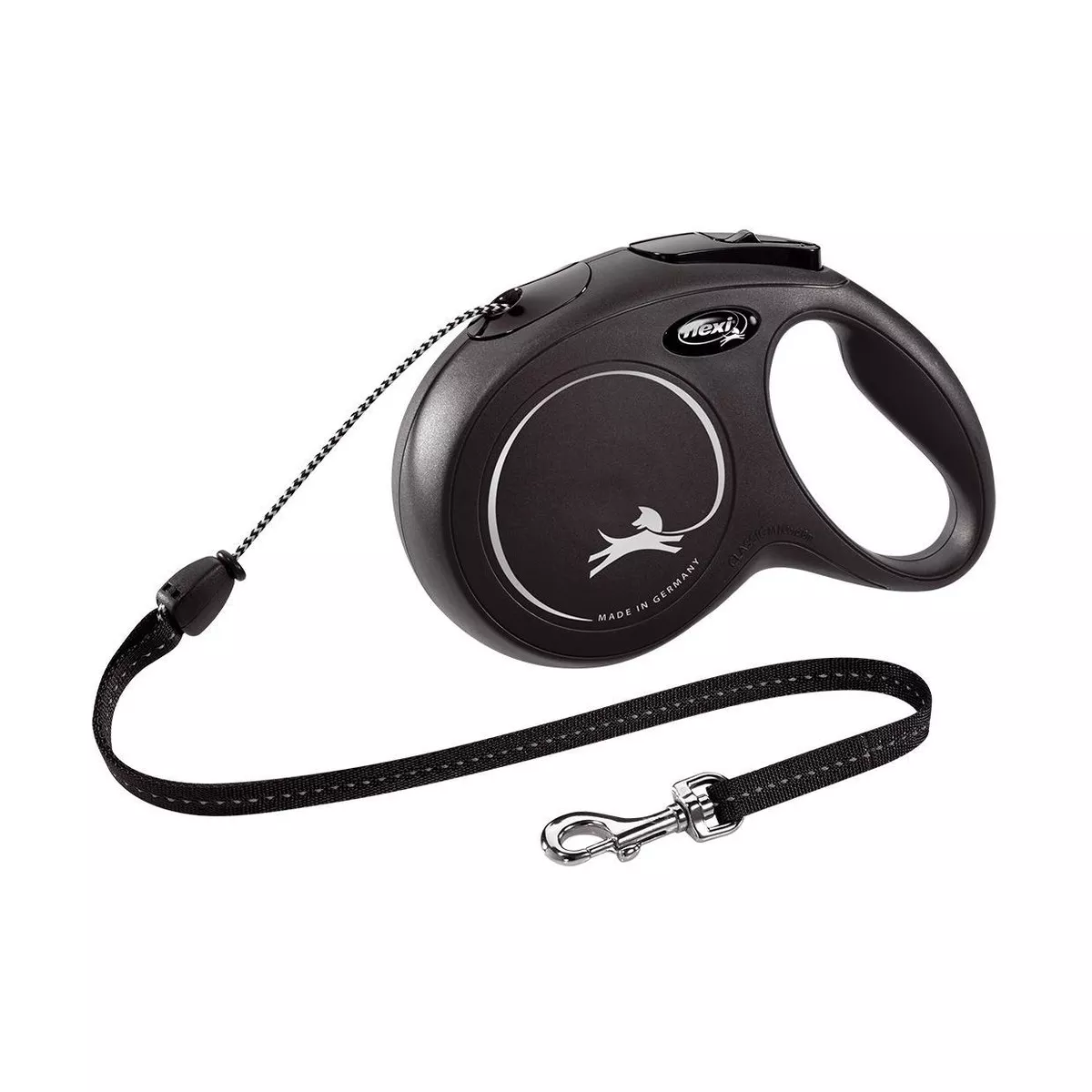 Flexi Classic Cord Retractable Dog Lead Black Medium 8m