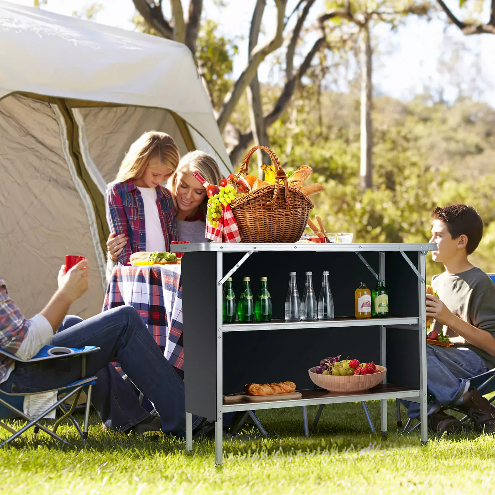 Folding Camping Table with 2-Tier