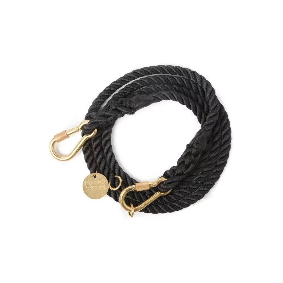 Found My Animal - Adjustable solid Black Rope Dog Leash