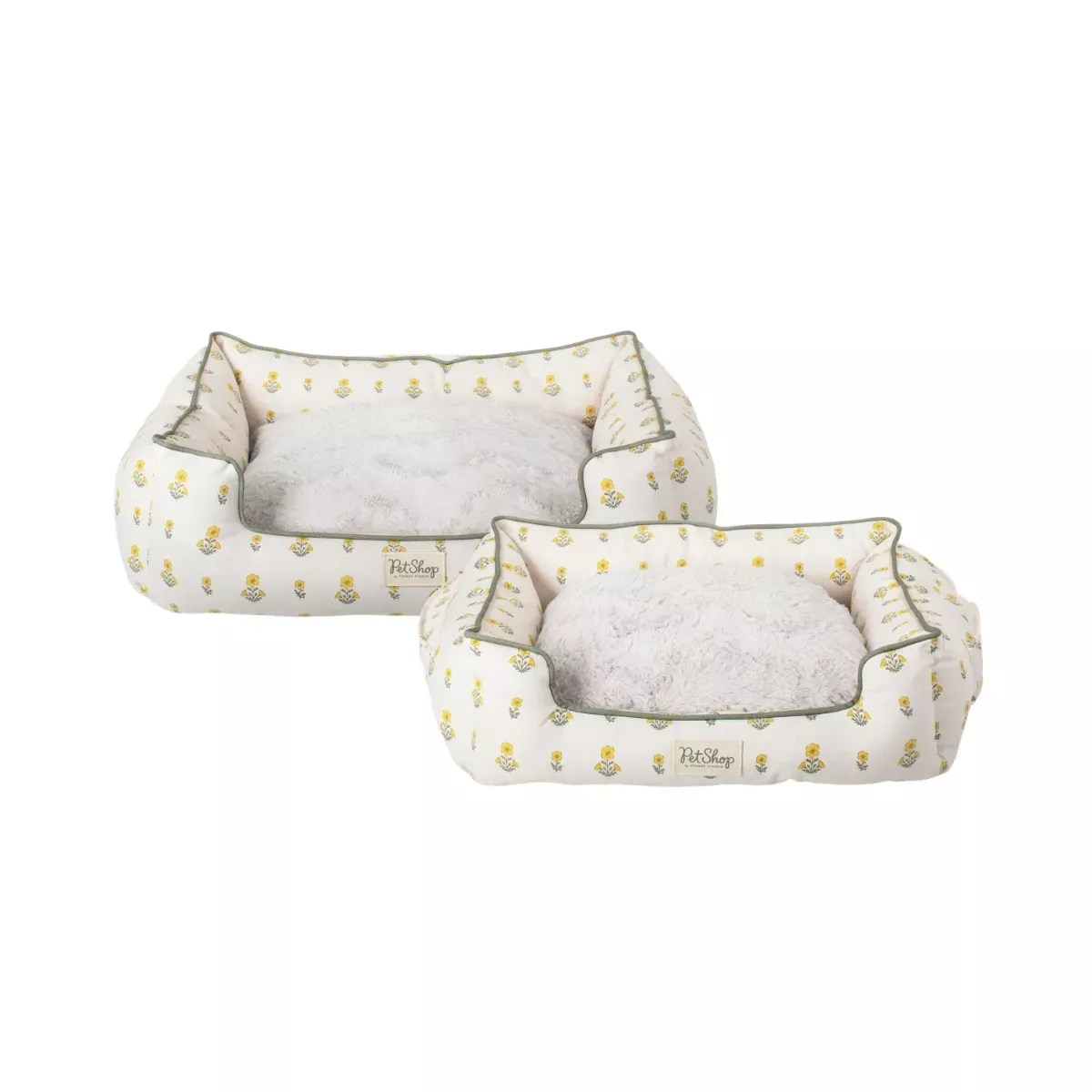 Fringe PetShop Rectangular Cuddler Pet Bed - Block Print Marigold
