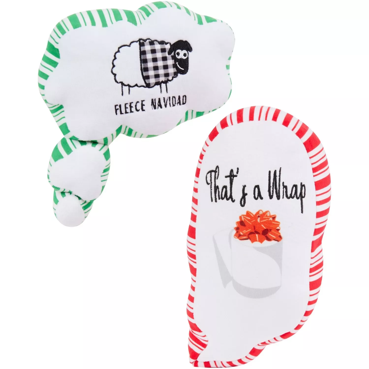 Frisco Holiday Thought Bubble Plush Squeaky Dog Toy, 2 Count