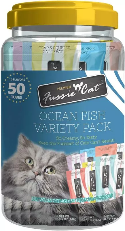 Fussie Cat Puree Ocean Fish Variety Pack 50 Count