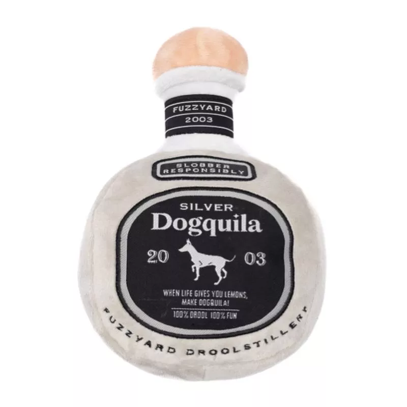 FuzzYard Squeaky Booze Plush Dog Toy (Silver Dogquila)