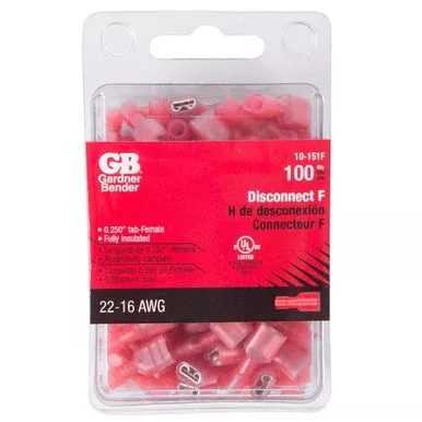 Gardner Bender Female Disconnect – Red – 100 pk