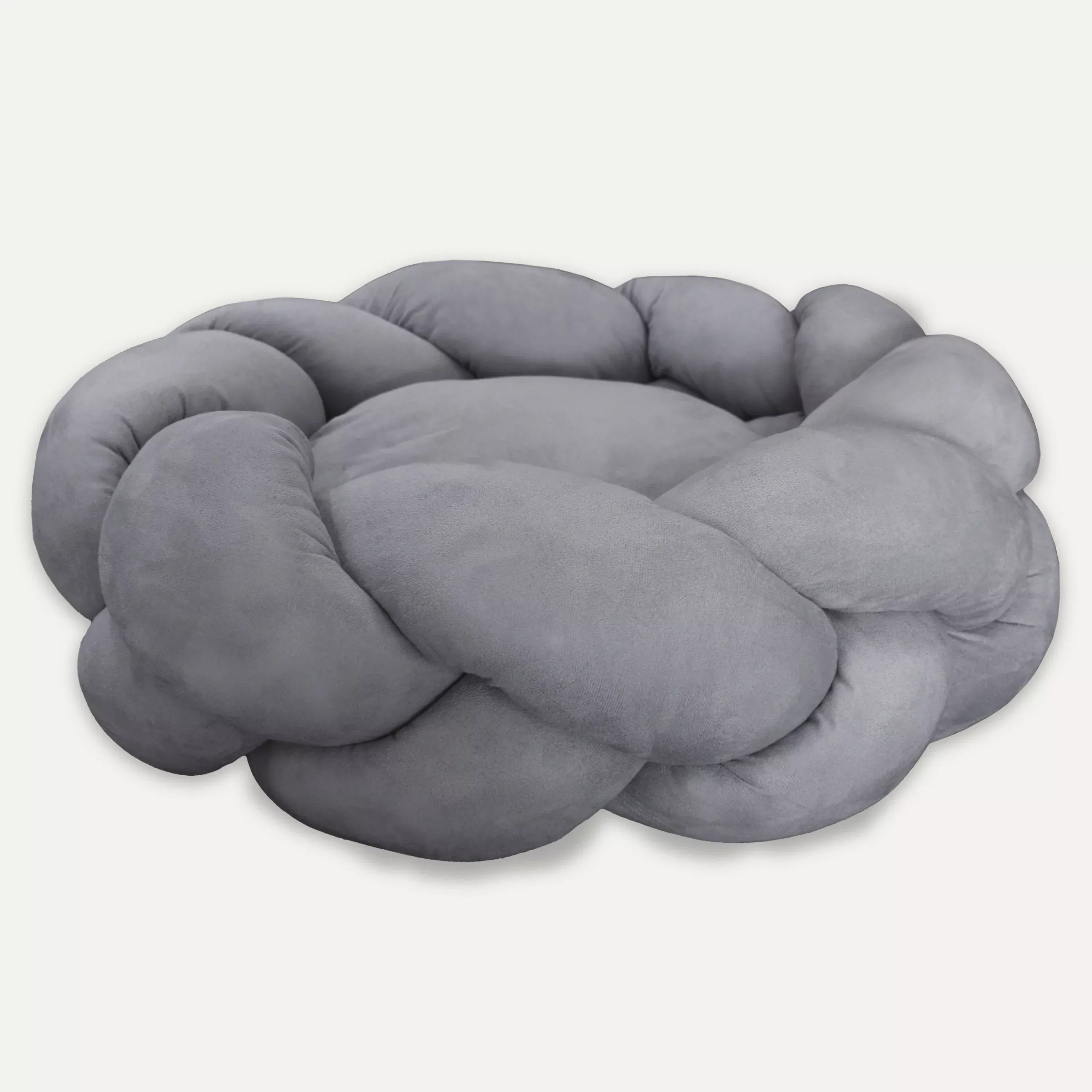 Go-eez - Suede Braided Round Bed - Grey