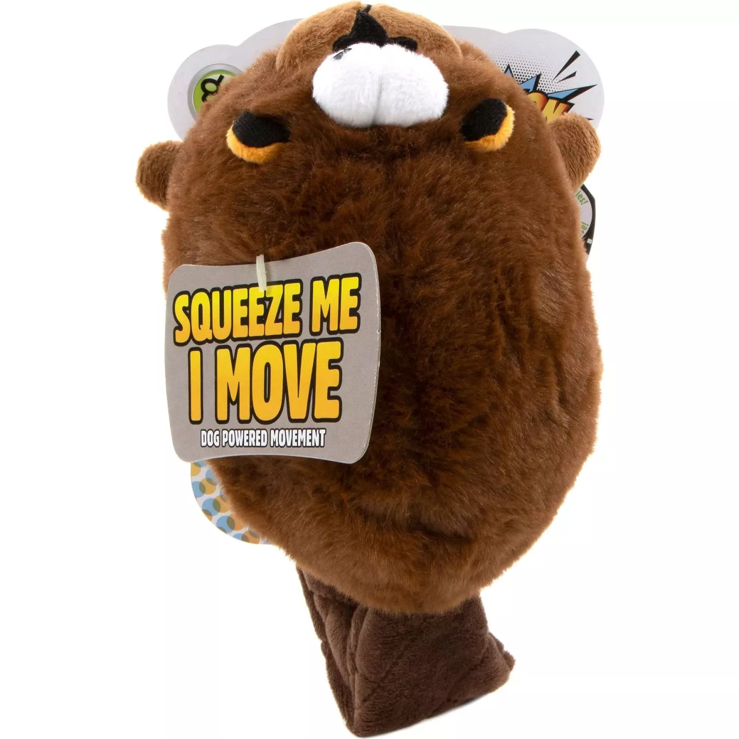GoDog Action Plush Beaver Animated Squeaker Dog Toy
