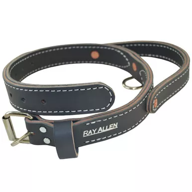 Grey Leather Dog Collar with Handle