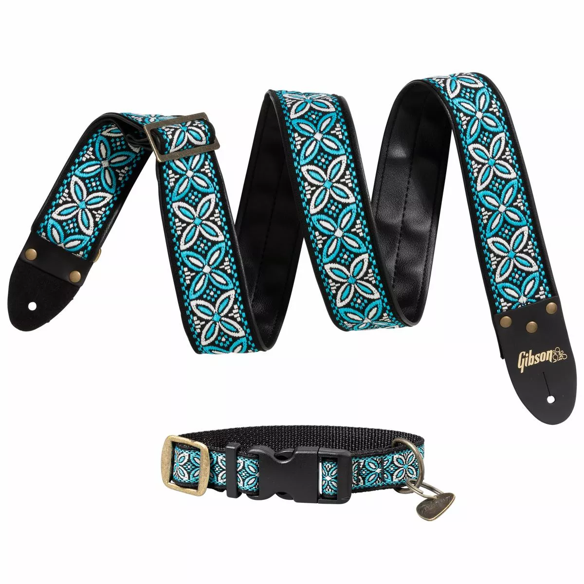 Guitar Strap Dog Collar Combo Set, Blue